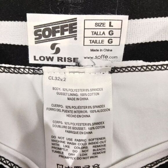 Soffe NWT Leggings Womens Size Large Black Gray Zebra Low Rise Capri Length - Picture 7 of 11